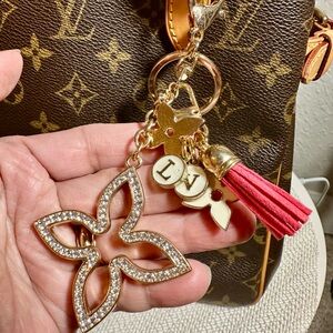 NEW! 2 Elegant Gold/Pink Keychain Accessory